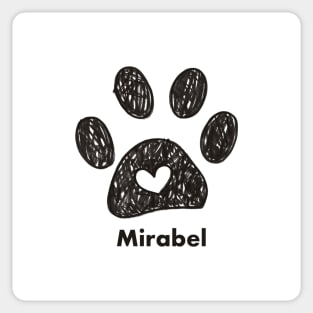 Mirabel name made of hand drawn paw prints Sticker